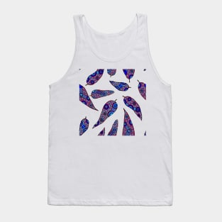 Aboriginal Art - Leaves Repeat Clear Red Tank Top